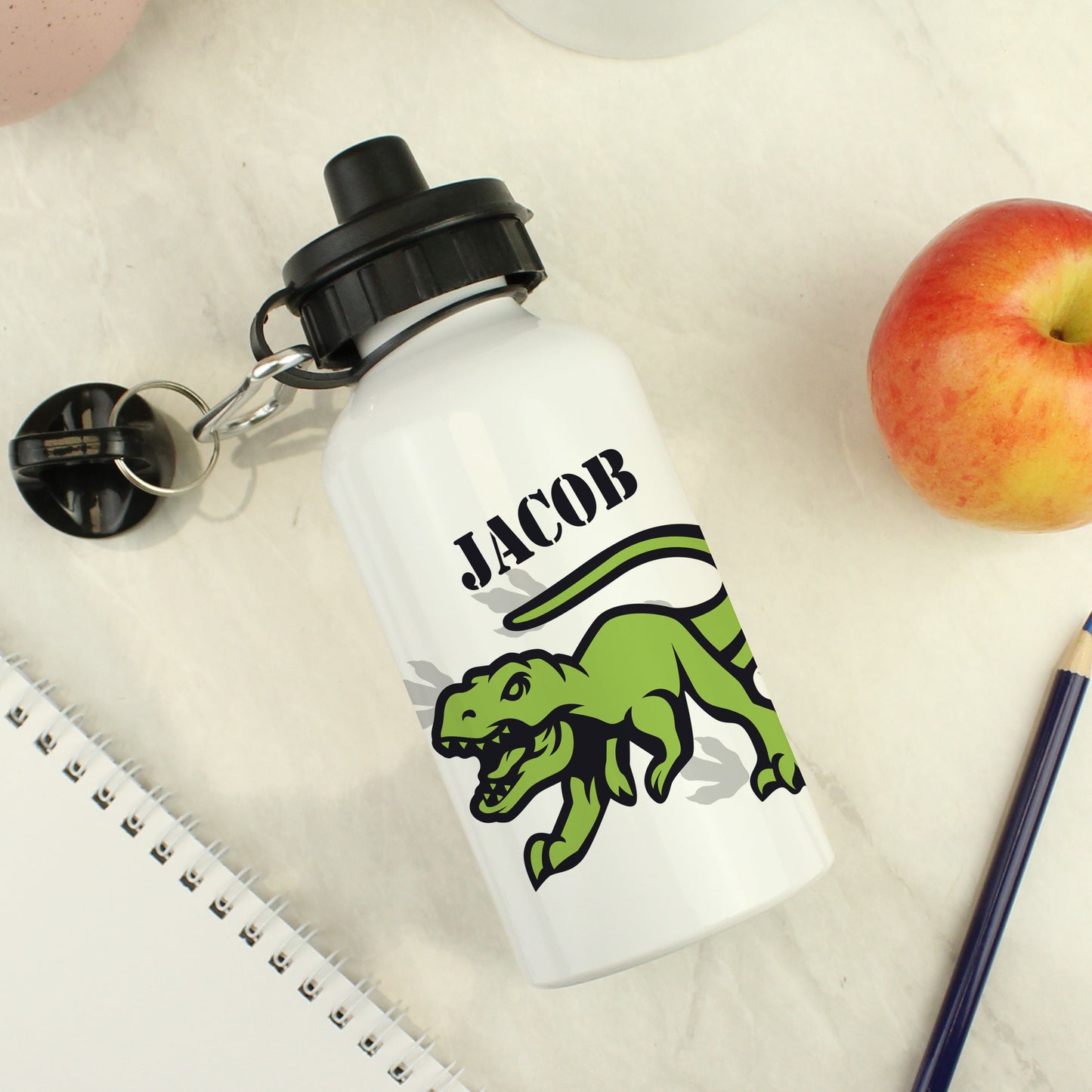 Personalised Dinosaur White Drinks Bottle