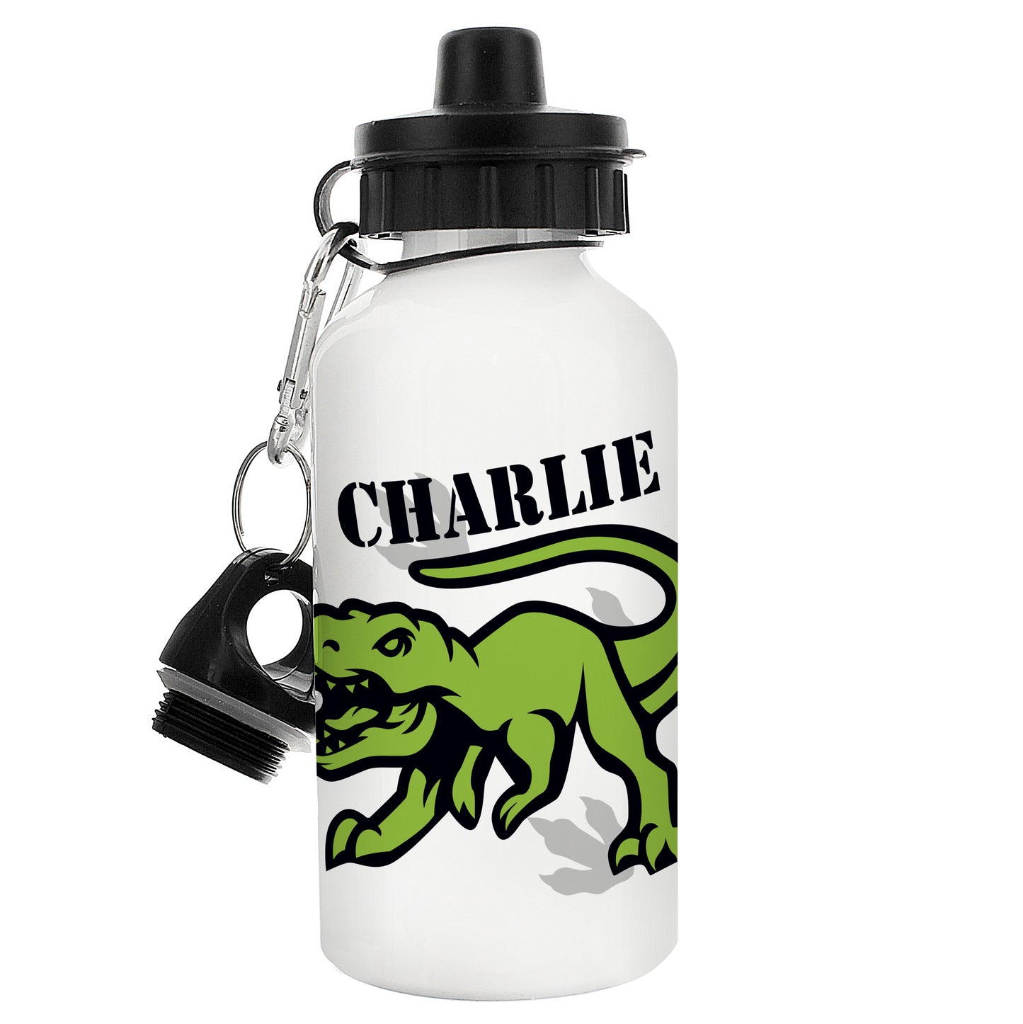 Personalised Dinosaur White Drinks Bottle
