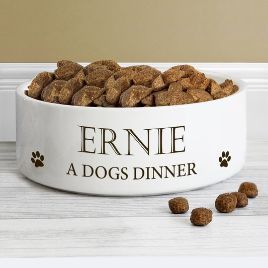 Personalised Paws 15cm Medium White Pet Bowl