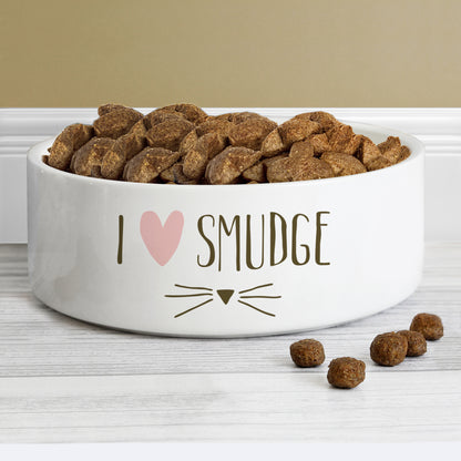 Personalised Cat Features 15cm Medium White Pet Bowl