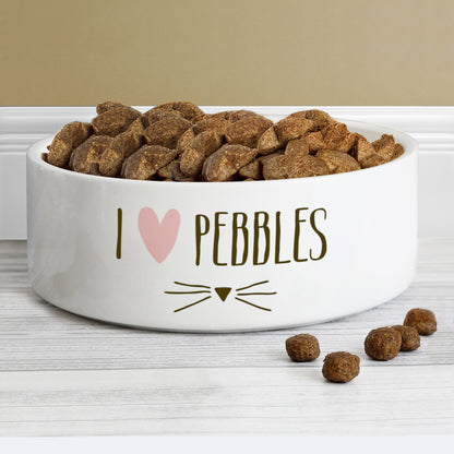 Personalised Cat Features 15cm Medium White Pet Bowl