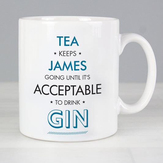 Personalised Blue Acceptable To Drink Mug