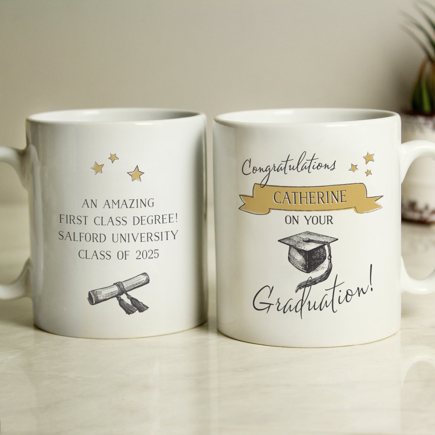 Personalised Gold Star Graduation Mug