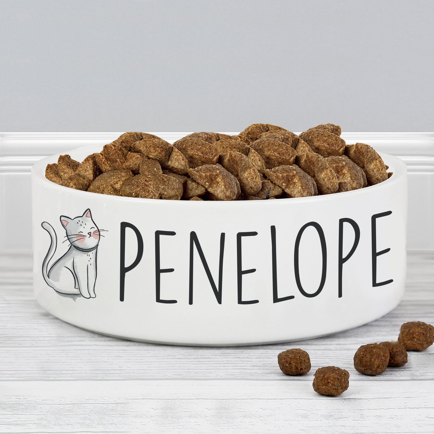 Personalised Scribble Cat 15cm Medium Pet Bowl