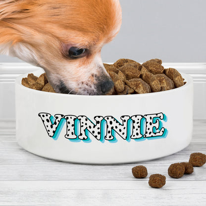 Personalised Blue Spots Name 15cm Medium Pet Bowl