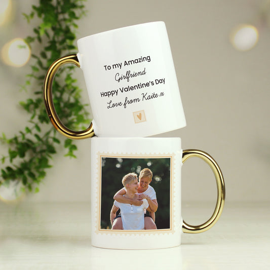 Personalised Photo Upload Gold Handled Mug