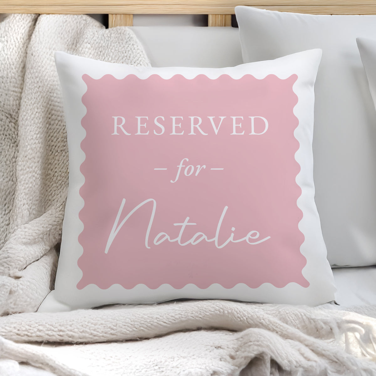 Personalised Pink Reserved For Cushion