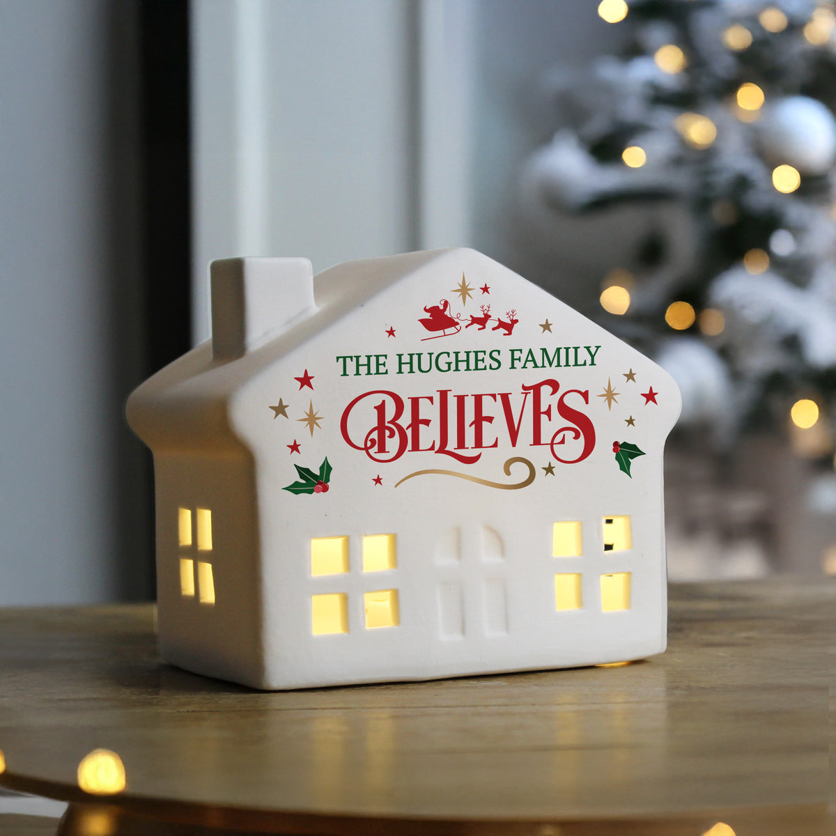 Personalised Believe in Christmas LED House