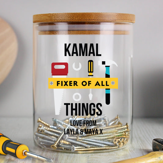 Personalised Fixer of All Things Storage Jar