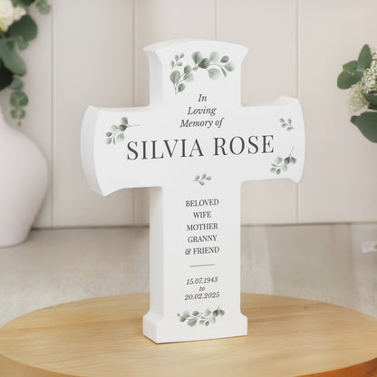 Personalised Memorial Cross Wooden Ornament