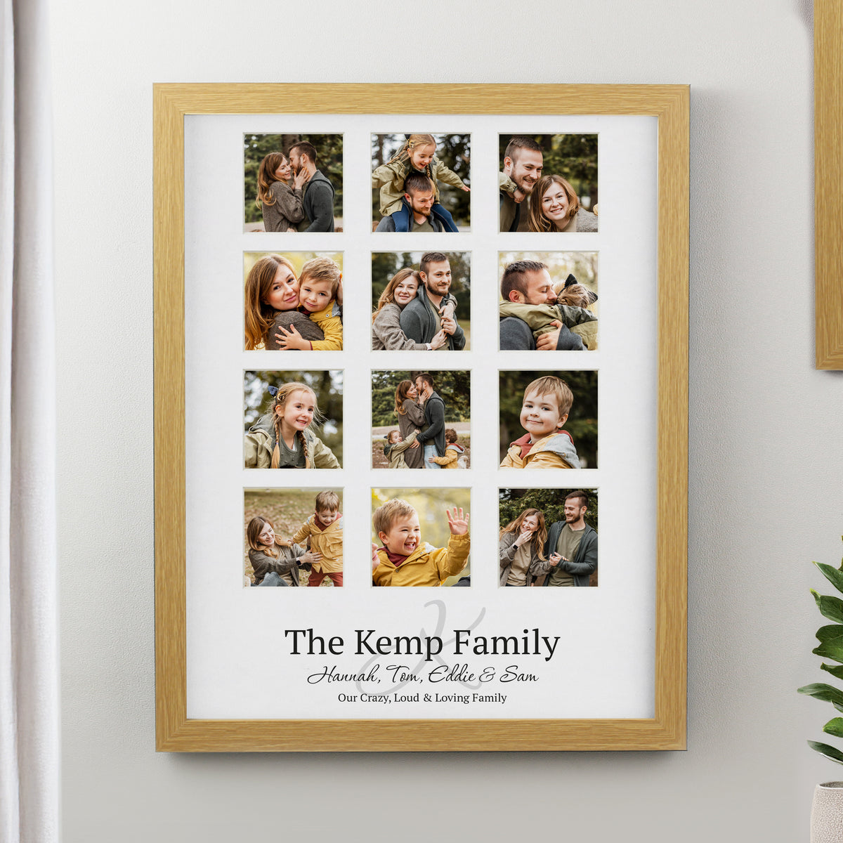 Personalised Family Oak Multi Photo Frame