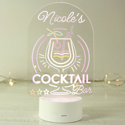 Personalised LED Colour Changing Cocktail Bar Sign