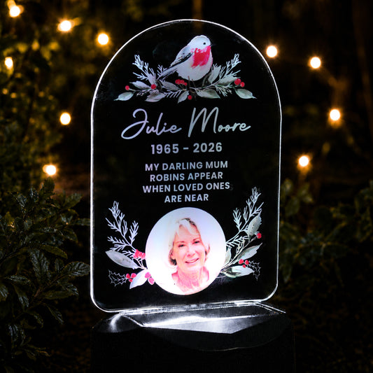 Personalised Robin Photo Upload Outdoor Solar LED Light
