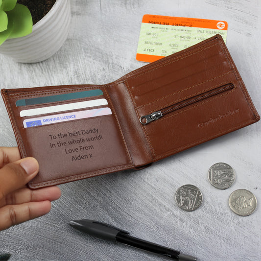 Personalised Free Text Tan Leather Wallet