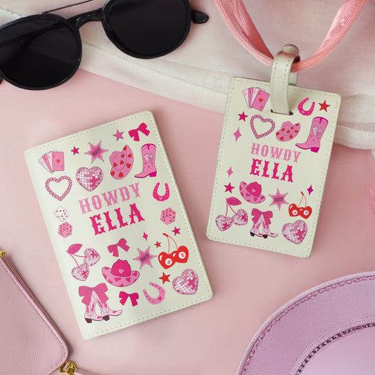 Personalised Cowgirl Passport Holder & Luggage Tag