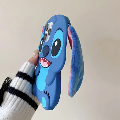 3D Silicone Cartoon Stitch iPhone Cases For iPhone with Fluffy ears