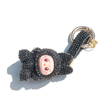Labubu Monster Embroidered Diamond Pendant Keyring