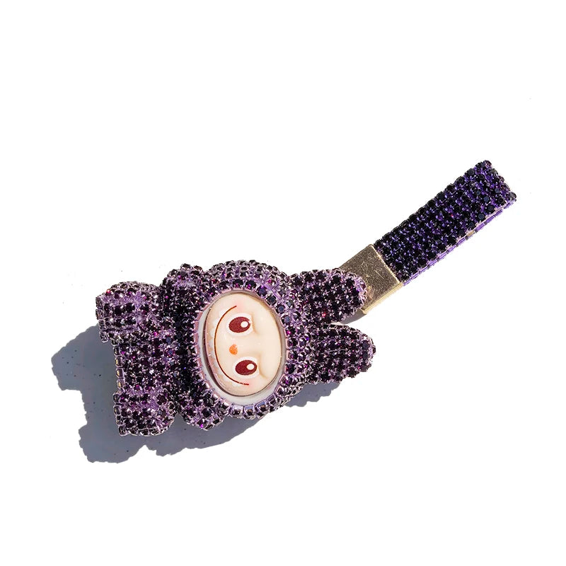 Labubu Monster Embroidered Diamond Pendant Keyring