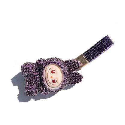 Labubu Monster Embroidered Diamond Pendant Keyring