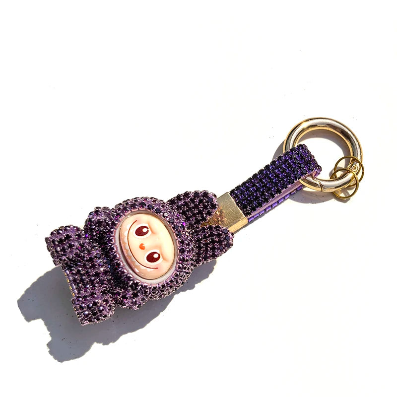 Labubu Monster Embroidered Diamond Pendant Keyring