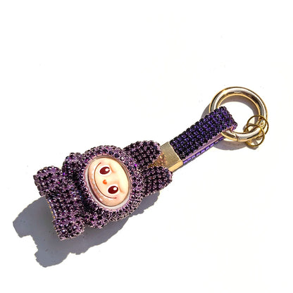 Labubu Monster Embroidered Diamond Pendant Keyring