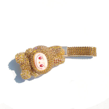 Labubu Monster Embroidered Diamond Pendant Keyring