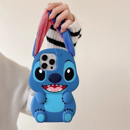 3D Silicone Cartoon Stitch iPhone Cases For iPhone with Fluffy ears