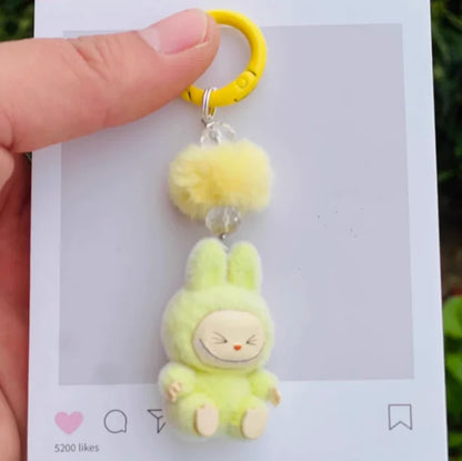 Labubu Mini Plush Keychain with Crystal Heart