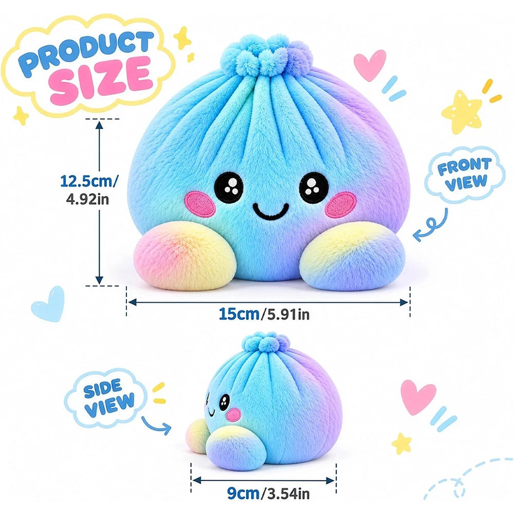 Plush Stuffed Dumpling Squishies with Steamer, Soft Christmas Bao Bun Stress Balls, Squishies Fidget Toys for Adults Kids