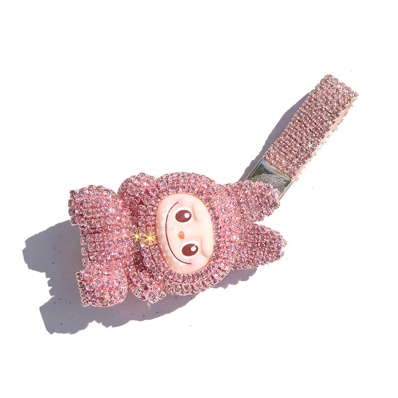 Labubu Monster Embroidered Diamond Pendant Keyring