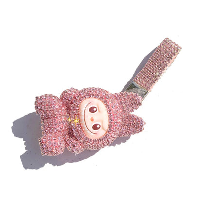 Labubu Monster Embroidered Diamond Pendant Keyring