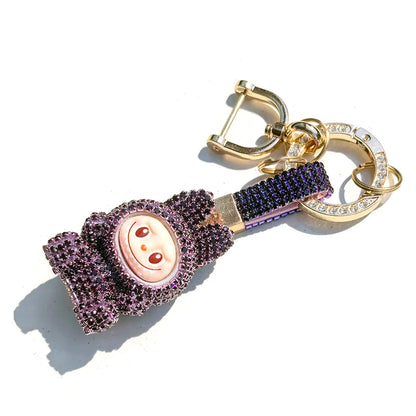 Labubu Monster Embroidered Diamond Pendant Keyring