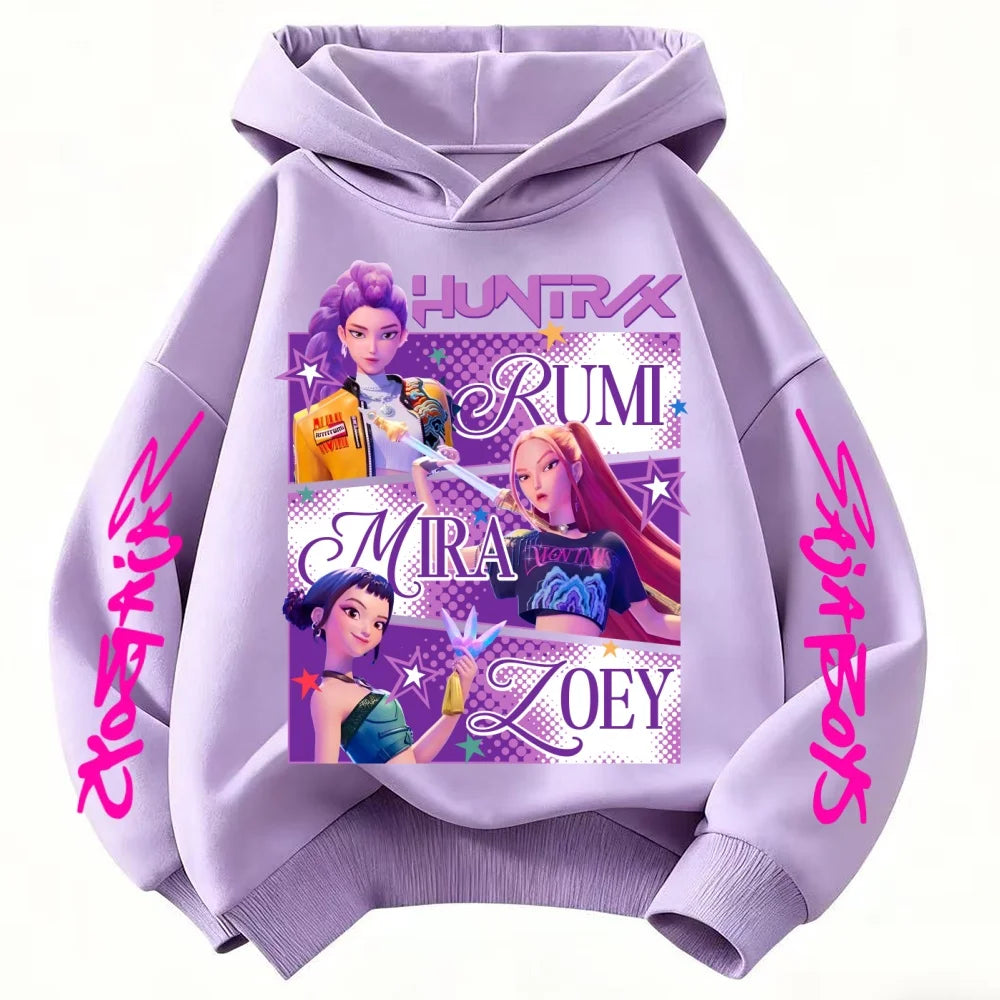 Huntrix Demon Hunters Kids Hoodie - Unisex KPop Character Sweatshirt for Boys & Girls