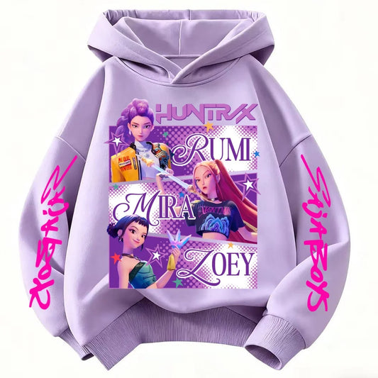 Huntrix Demon Hunters Kids Hoodie - Unisex KPop Character Sweatshirt for Boys & Girls