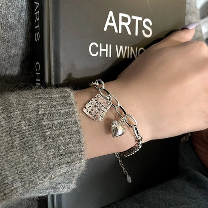 925 Sterling Silver Punk Geometric Bead Bracelet