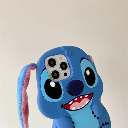 3D Silicone Cartoon Stitch iPhone Cases For iPhone with Fluffy ears
