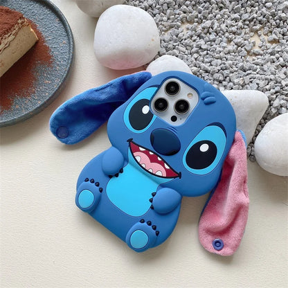 3D Silicone Cartoon Stitch iPhone Cases For iPhone with Fluffy ears