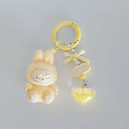 Labubu Mini Plush Keychain with Crystal Heart
