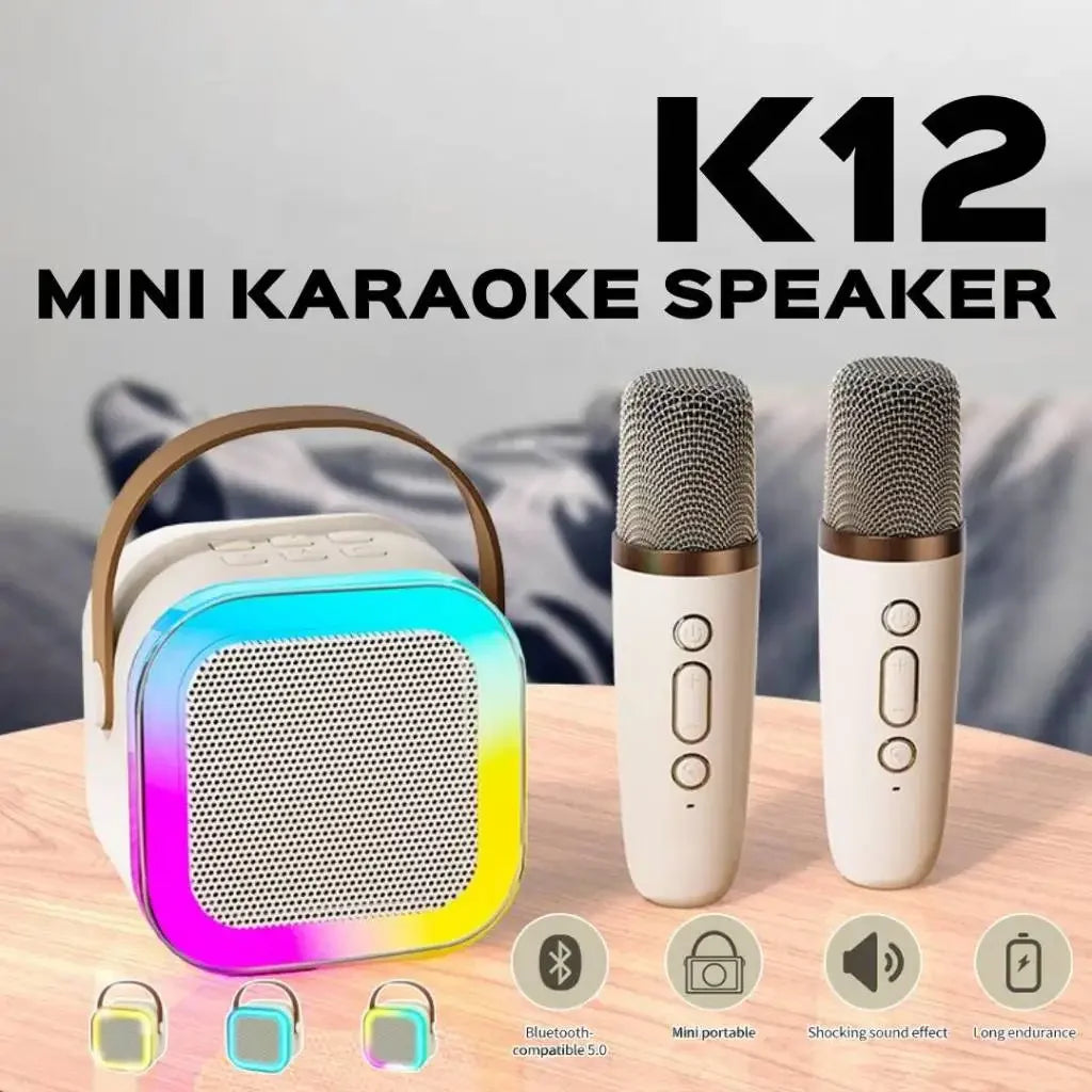 K12 Portable Wireless Bluetooth Karaoke Speaker with Microphones