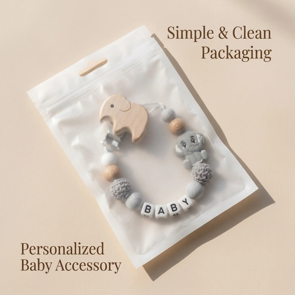 Personalized Pacifier Clip Custom Name Elephant Baby Teething Holder Food Grade Silicone Marble Beads BPA Free Dummy Chain Gift