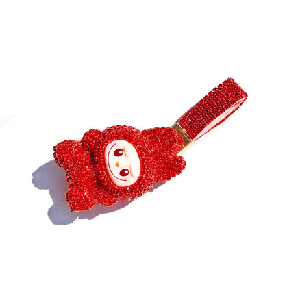 Labubu Monster Embroidered Diamond Pendant Keyring