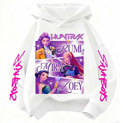 Huntrix Demon Hunters Kids Hoodie - Unisex KPop Character Sweatshirt for Boys & Girls