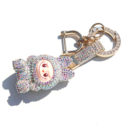 Labubu Monster Embroidered Diamond Pendant Keyring