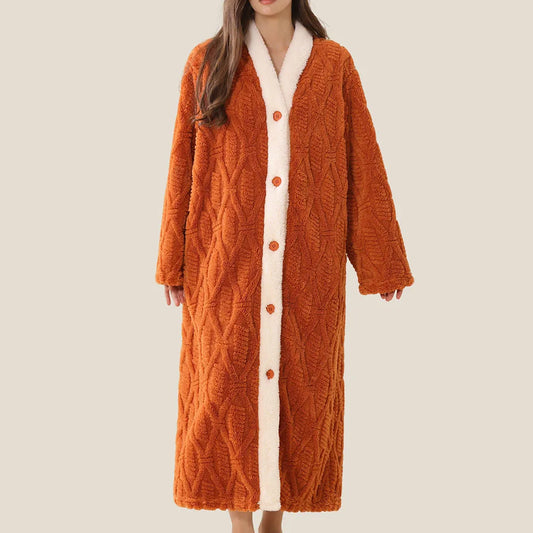 Cotton Velvet Long Winter Robe