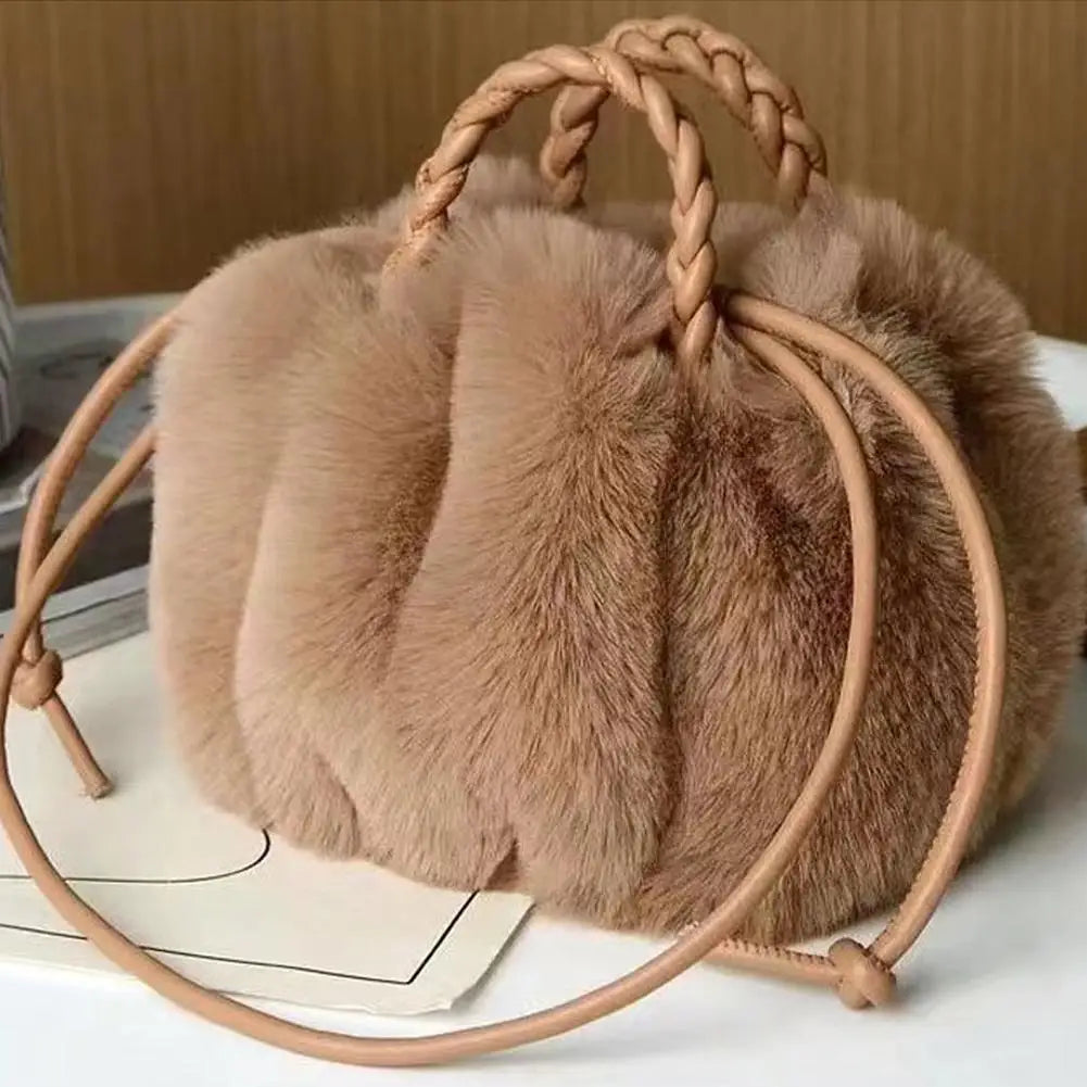 Cloud-Shaped Faux Fur Crossbody Handbag