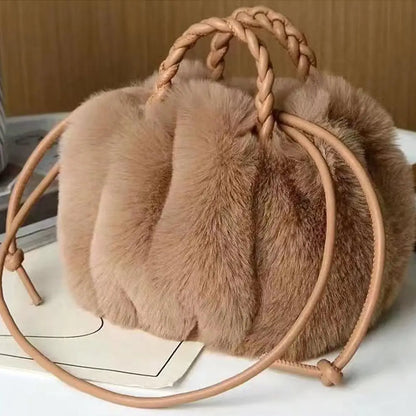 Cloud-Shaped Faux Fur Crossbody Handbag