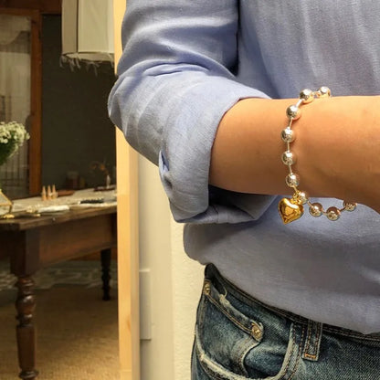 925 Sterling Silver Punk Geometric Bead Bracelet