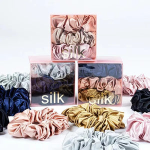 100% Pure Mulberry Silk Hair Scrunchies in Gift box
