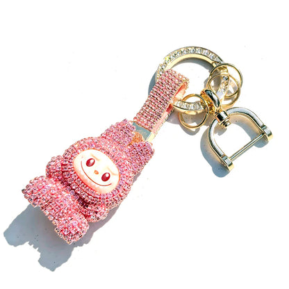 Labubu Monster Embroidered Diamond Pendant Keyring
