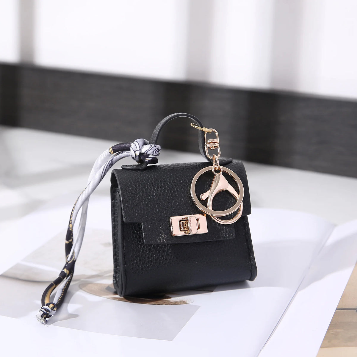 Mini Square Leather Coin Purse Light Luxury Bag Charm Cute Bag Pendant Creative Keychain Fashion Decor Accessories